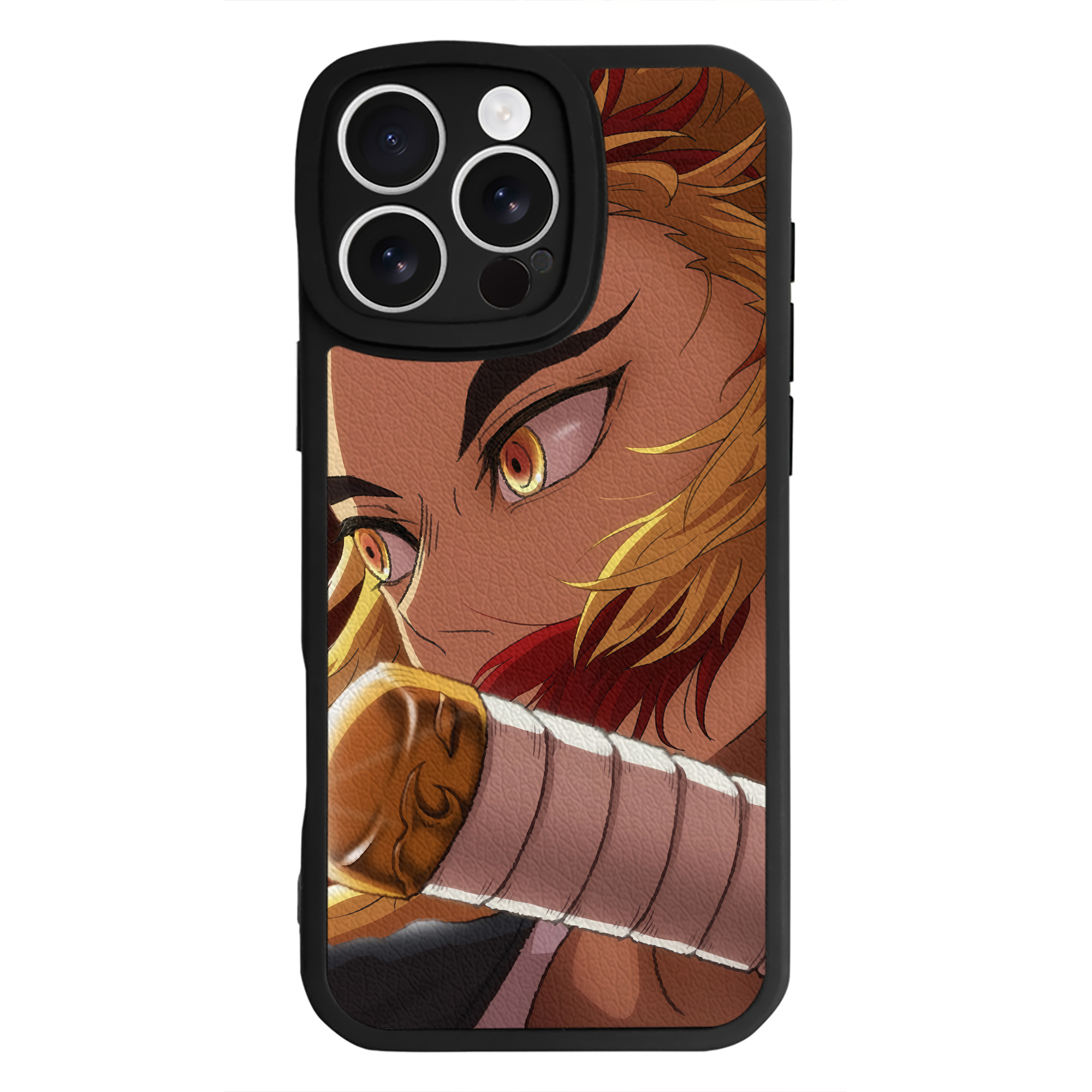 （画像用） 炎柱-煉󠄁獄 杏寿郎／れんごく きょうじゅろう Rengoku Kyoujurou 【iPhone 16シリーズ対応】シリコンスマホケース（レザー調） 材質：シリコン
